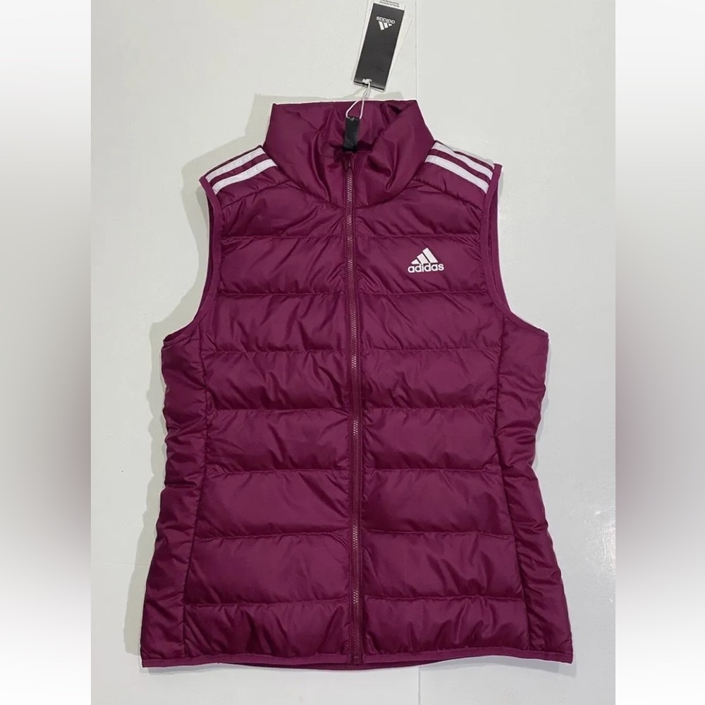 Adidas Women's Active Essentials Light Down Parka Vest Berry Size S *NEW*
